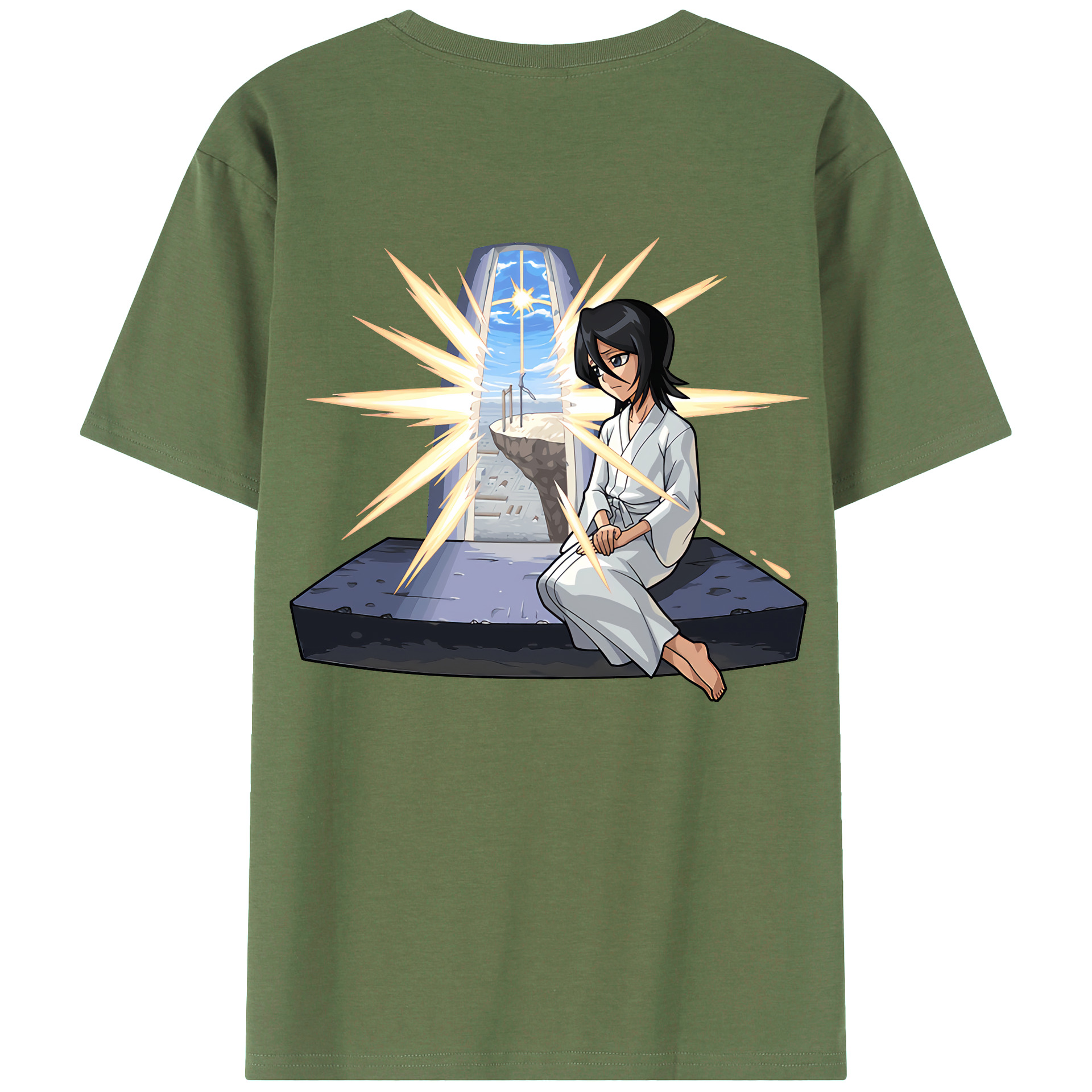（画像用） ブリーチ 朽木ルキア BLEACH Kuchiki Rukia 綿100％ メンズ半袖Tシャツ（バックプリント） 通気性